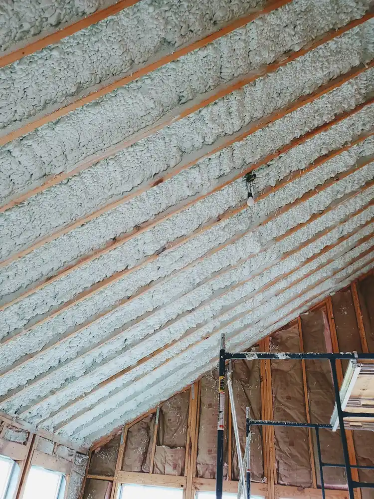 Spray foam roofline insulation in a Channelview TX home