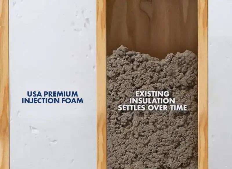 Comparison: USA Premium Foam injection foam vs settled builder insulation